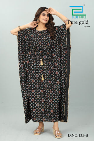 New Women Rayon Floral Kaftan (Pure Gold-9) 12Pcs Pack Unit Price £6