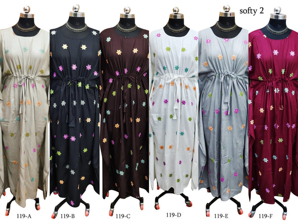 New Women Rayon Floral Emb. Kaftan (Softy-2) 12Pcs Pack Unit Price £7