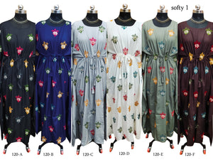 New Women Rayon Floral Emb. Kaftan (Softy-1) 12Pcs Pack Unit Price £7