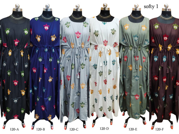 New Women Rayon Floral Emb. Kaftan (Softy-1) 12Pcs Pack Unit Price £7