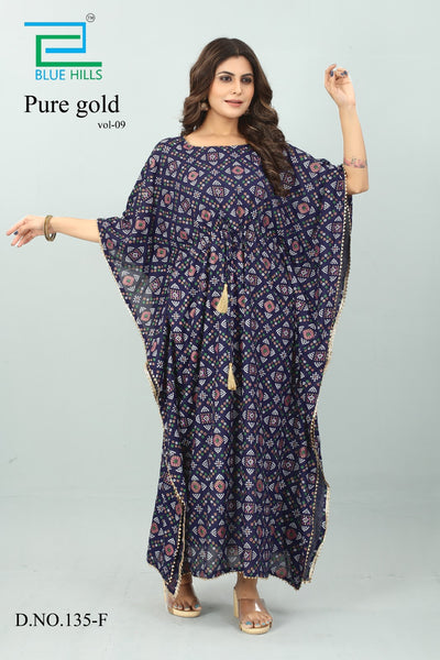 New Women Rayon Floral Kaftan (Pure Gold-9) 12Pcs Pack Unit Price £6