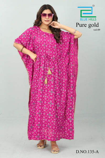 New Women Rayon Floral Kaftan (Pure Gold-9) 12Pcs Pack Unit Price £6