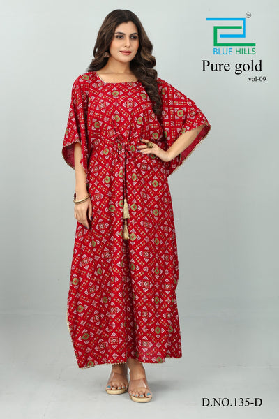 New Women Rayon Floral Kaftan (Pure Gold-9) 12Pcs Pack Unit Price £6