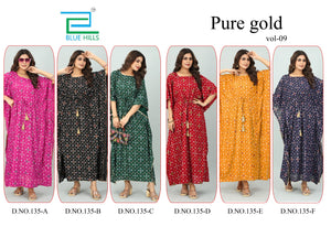 New Women Rayon Floral Kaftan (Pure Gold-9) 12Pcs Pack Unit Price £6